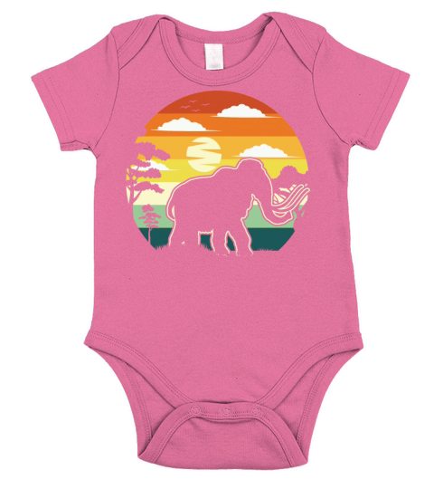 Vintage Prehistoric Animal Mammoth Short Sleeve Baby One-Piece