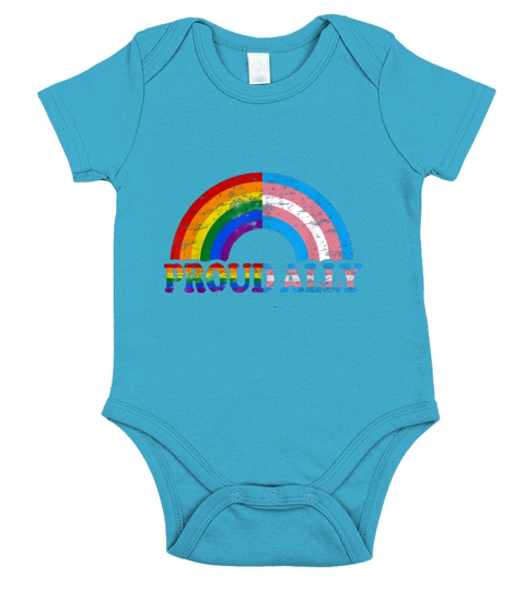 Vintage Proud Ally Flag Rainbow LGBT Transgender Pride Month shirt Short Sleeve Baby One-Piece