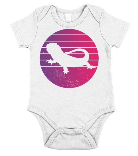 Vintage Retro Bearded Dragon Short Sleeve Baby One-Piece