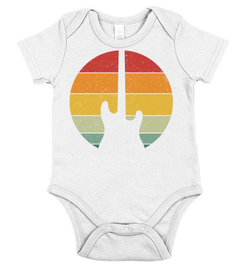 Vintage Retro Electric Guitar Vintage Music Short Sleeve Baby One-Piece