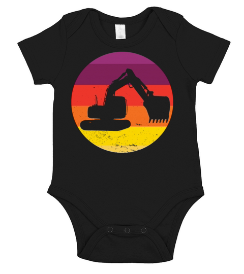 Vintage Retro Excavator Short Sleeve Baby One-Piece