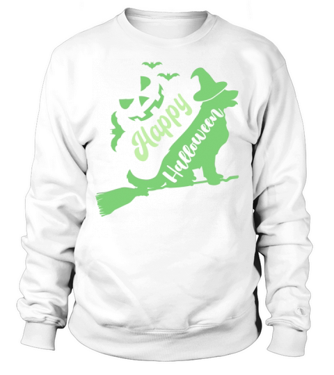 Golden Retriever Is Flying Witch Funny Happy Halloween Sweatshirt Unisex