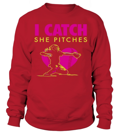 Softball Dad &amp; Mom Shirt - I Catch, She Pitches Black Youth B01N0P5VLH 1 Sweatshirt Unisex