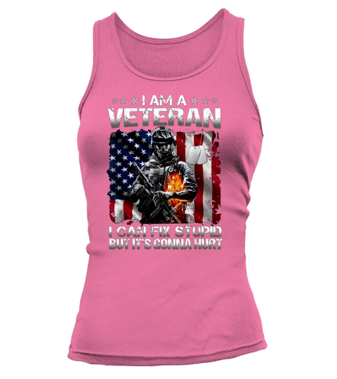I Am A Veteran I Can Fix Stupid But It’s Gonna Hurt USA Flag shirt - Unisex Long Sleeve Tank top Woman