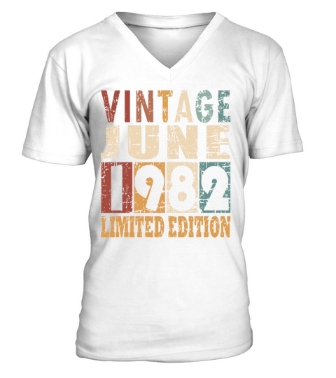 1982 vintage born in June gift V-Neck T-shirt