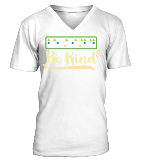 Be Kind Braille Dots Visually Impaired Blind V-Neck T-shirt