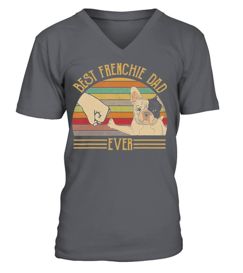 Best Frenchie Dad Ever Retro Vintage Sunset T-Shirt V-Neck T-shirt