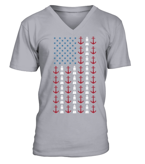 Boating American Flag 4th of July Merica USA V-Neck T-shirt