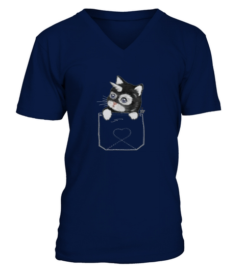 chat chaton doux dans un sac avec la licorne Tee shirts V-Neck T-shirt