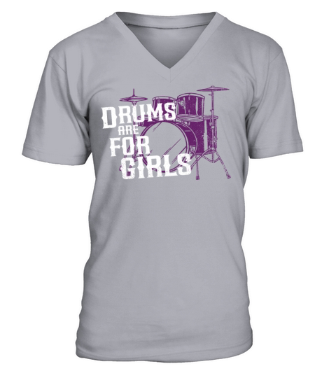 Drummer Drum Set Girl Vintage V-Neck T-shirt