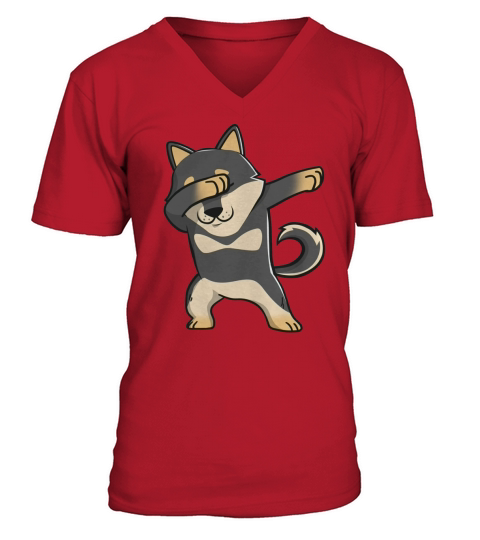 Funny Black Shiba Inu Dabbing V-Neck T-shirt