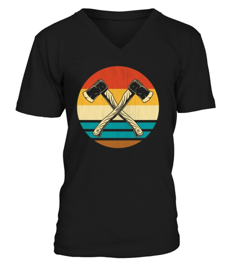 Funny Retro Vintage Style Axe Throwing Ax Lover V-Neck T-shirt