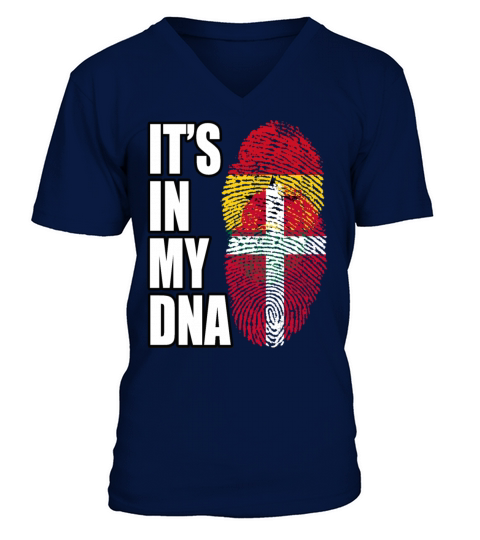 Ghanaian And Danish Mix Heritage DNA Flag V-Neck T-shirt