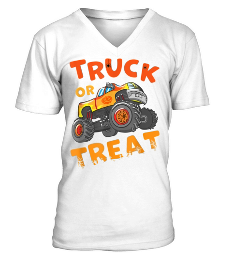 Halloween Monster Truck Or Treat V-Neck T-shirt