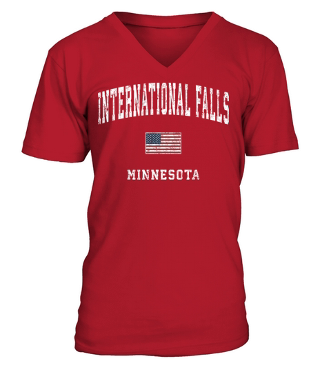 International Falls Minnesota Mn Vintage American V-Neck T-shirt