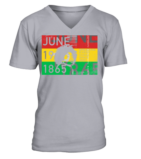 June 19 Stripes Color Black Juneteenth Vintage V-Neck T-shirt