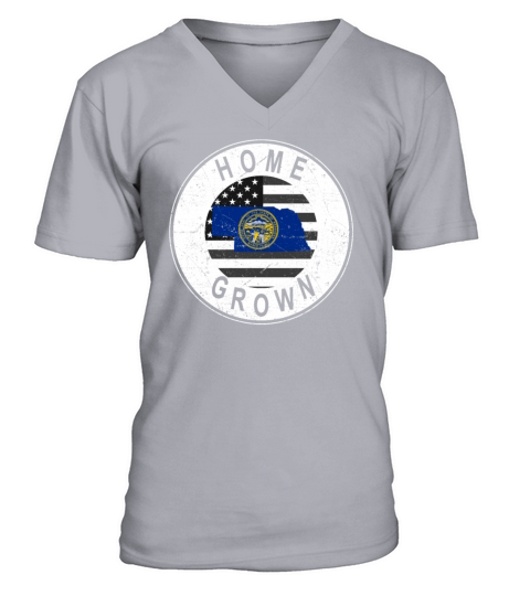 Land Map America US Flag Home Grown Nebraska V-Neck T-shirt