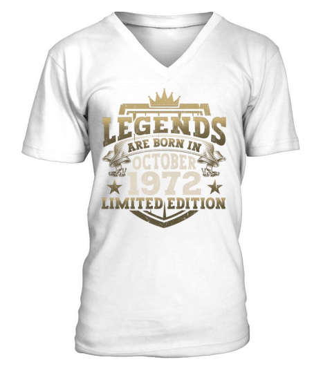 Legends Vintage October 1972 50th Birthday Gift V-Neck T-shirt