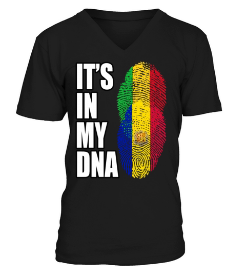 Malian And Andorran Mix Heritage DNA Flag V-Neck T-shirt