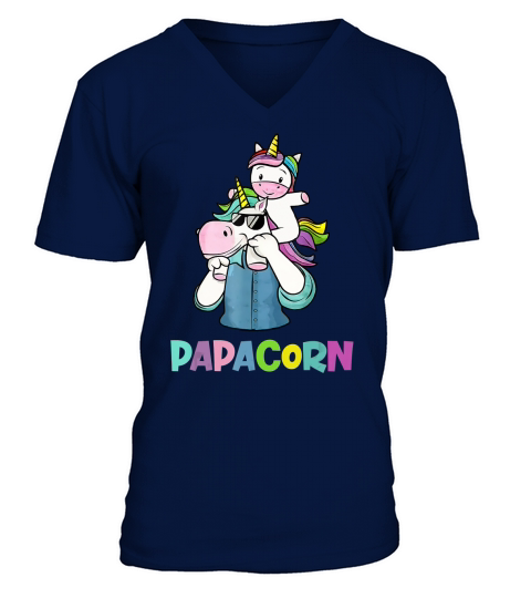 Mens Papacorn Unicorn Fathers Day Gift For Daddy T-Shirt V-Neck T-shirt