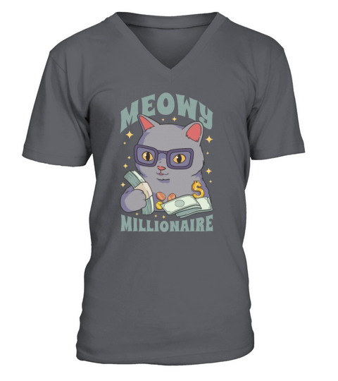 Meowy Millionaire Money Cat Lover V-Neck T-shirt