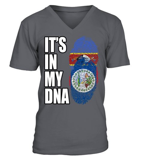 Swazi And Belizean Vintage Heritage DNA Flag V-Neck T-shirt