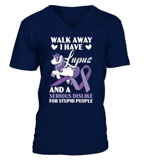 Walk Away I Have Lupus Unicorn Lupus Awareness V-Neck T-shirt