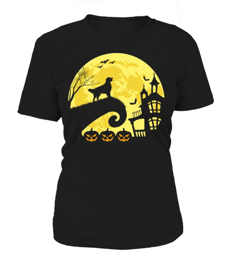 Golden Retriever and Halloween moon Funny Women's T-Shirt