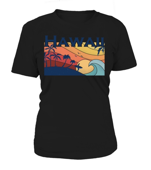 Hawaii Surfer - Sunset - Palm Trees Retro Vintage Women's T-Shirt