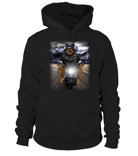 Biker Sloth Cruising on Motorcycle in Highway shirt Hoodie Unisex