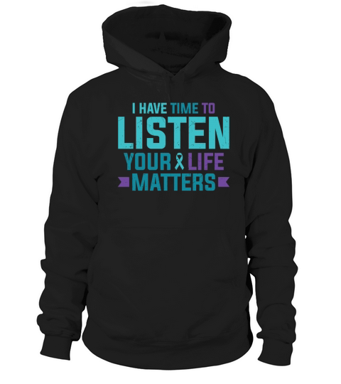 Purple Teal Ribbon I Have Time To Listen Hoodie Unisex