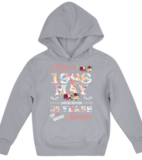 May 1988 Flower 35 Years Of Being Awesome Kids Hoodie