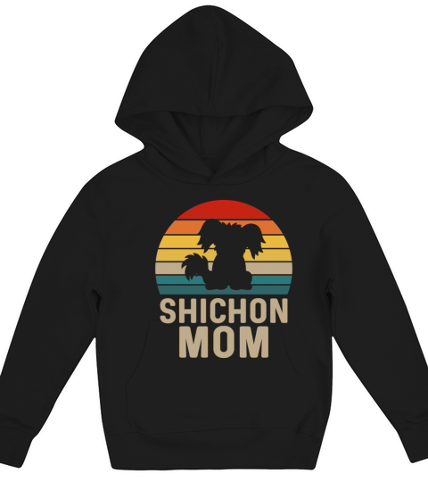 Retro Vintage Shichon Mom Kids Hoodie