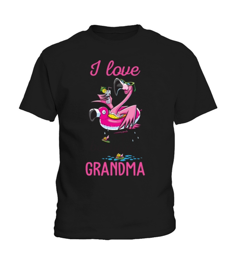 I Love Being A Grandma Summer Vacation Flamingo Kids T-Shirt