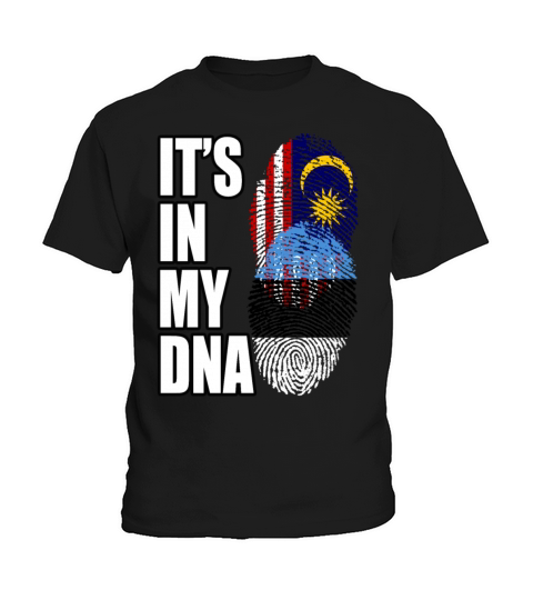 Malaysian And Estonian Mix Heritage DNA Flag Kids T-Shirt