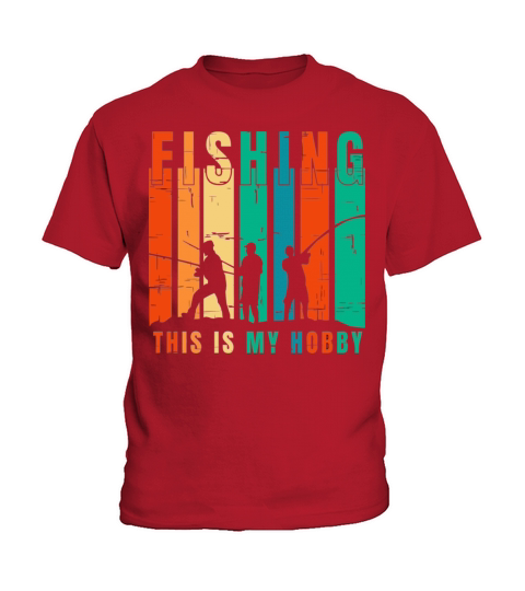 Silhouette fishing Sea Funny Retro Vintage Kids T-Shirt