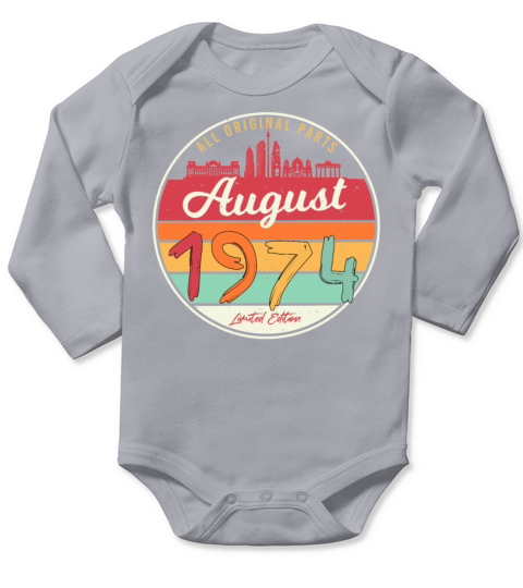1974 In August Vintage Long Sleeve Baby One-Piece