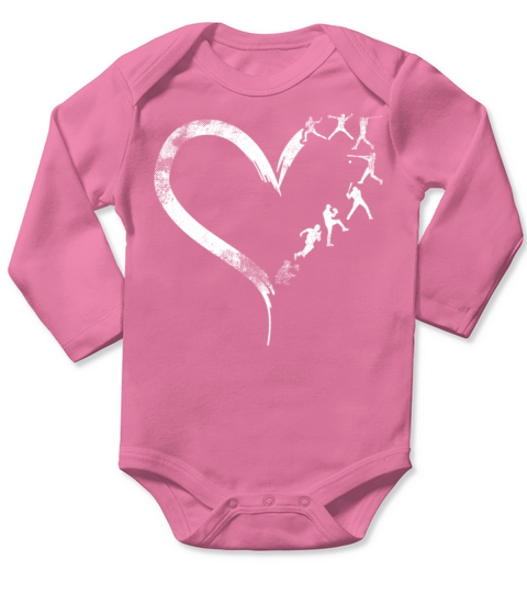 Baseball Fan Heart Vintage Long Sleeve Baby One-Piece