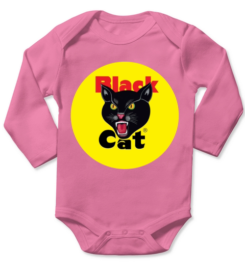 Black Cat Fireworks Long Sleeve Baby One-Piece