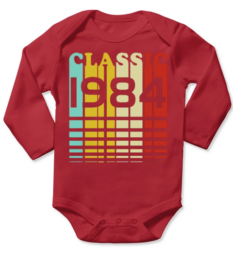 Classic Birthday Apparel Retro Pop 1984 Long Sleeve Baby One-Piece
