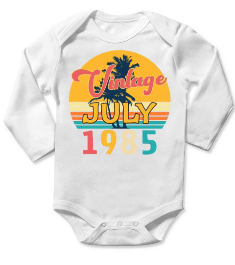 Cool Birthday Greeting For July 1985 Long Sleeve Baby One-Piece