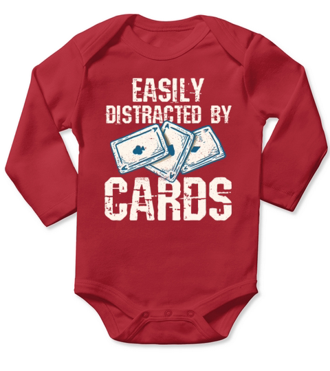 Easily distracted by cards Quote for a Bridge Long Sleeve Baby One-Piece