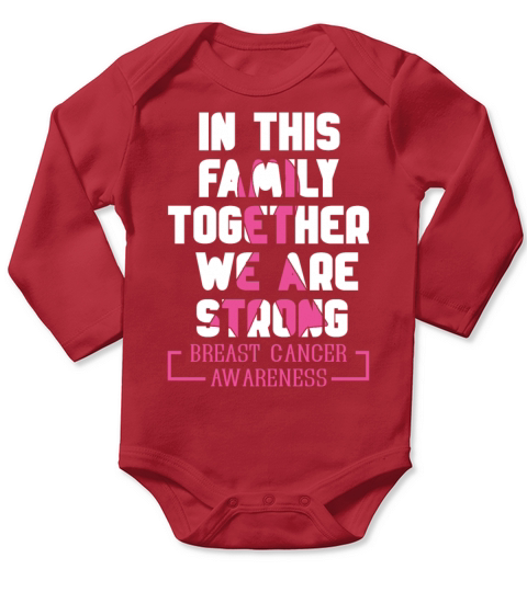 Family Pink October Breast Cancer Awareness Long Sleeve Baby One-Piece