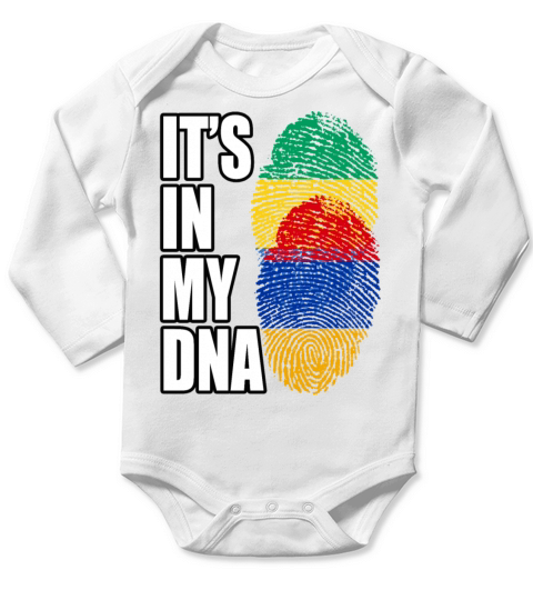 Gambian And Armenian Mix Heritage DNA Flag Long Sleeve Baby One-Piece