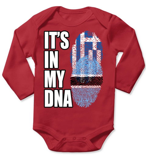 Greek And Botswanan Mix Heritage DNA Flag Long Sleeve Baby One-Piece