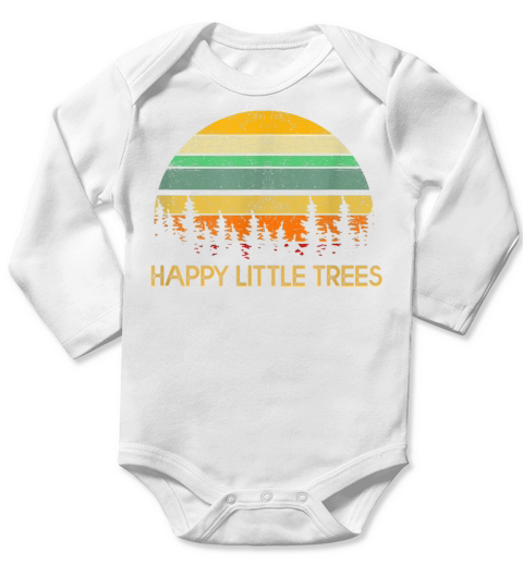 Happy Little Trees Vintage Long Sleeve Baby One-Piece