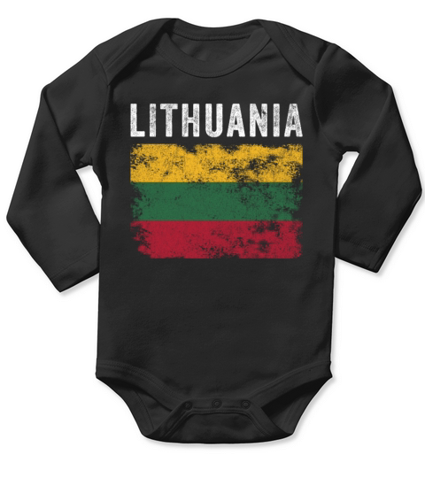 Lithuania Flag Vintage - Lithuanian Flag Long Sleeve Baby One-Piece