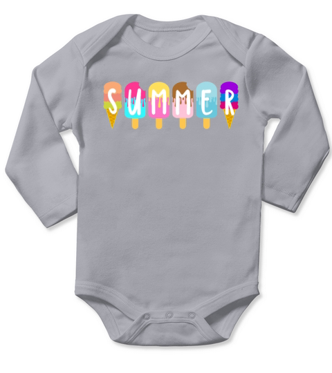 Melting Ice Cream Hot Summer Vacation 2022 Retro V Long Sleeve Baby One-Piece