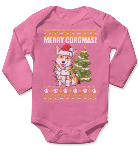 Merry Corgmas Funny Corgi Lovers Christmas Long Sleeve Baby One-Piece