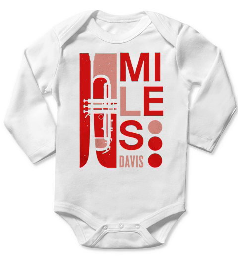 Miles Davis Deco Trumpet T-Shirt Officially Licensed Long Sleeve Baby One-Piece